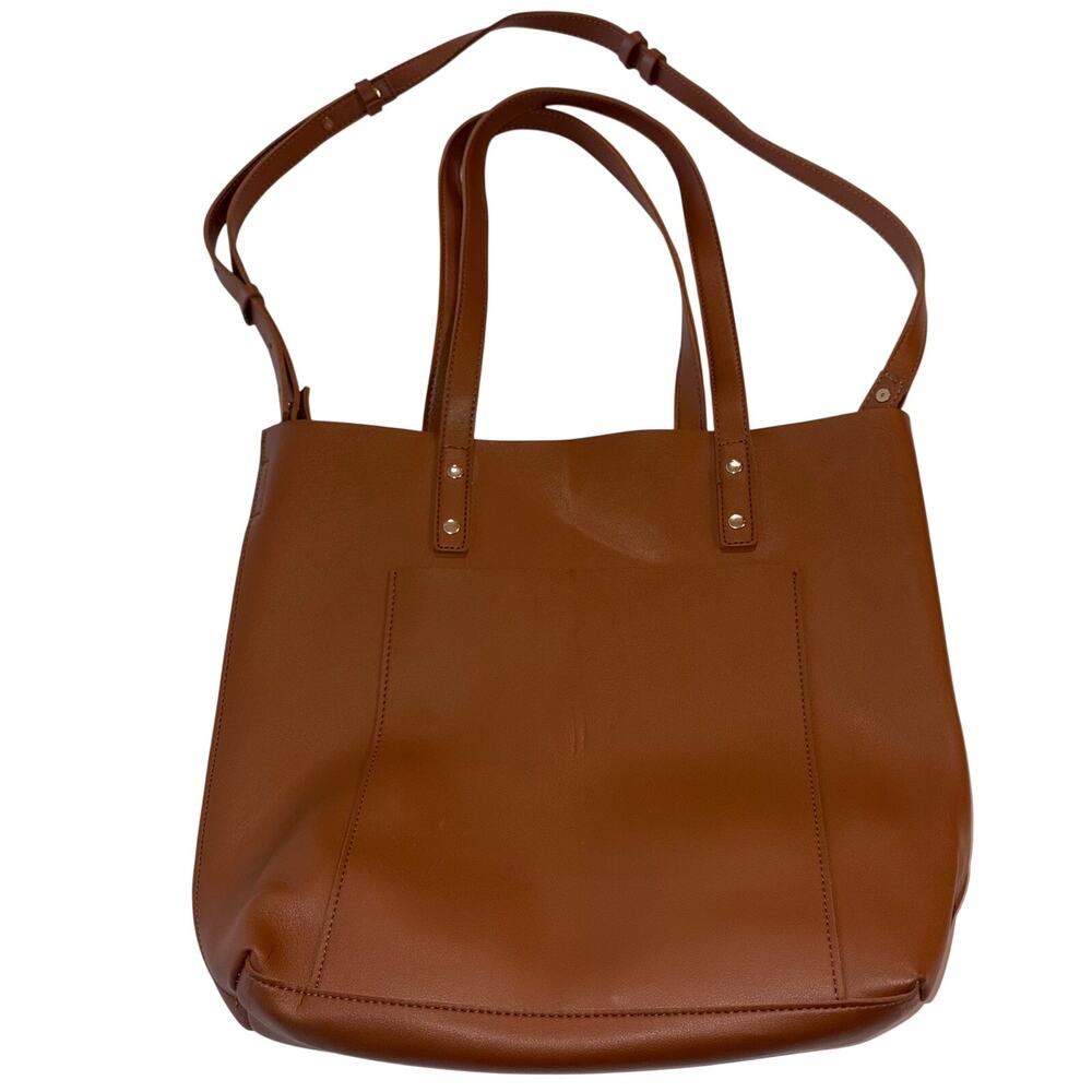 Henny + Lev Vegan Leather 2-in-1 Everyday Tote - Cognac Camel - Picture 7 of 10